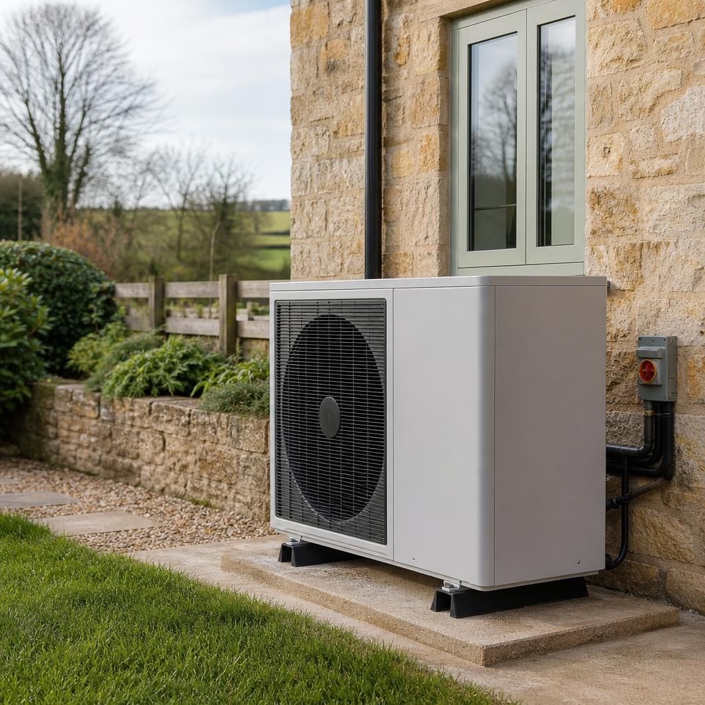 Radiator in a renovated older property supplied by an air source heat pump