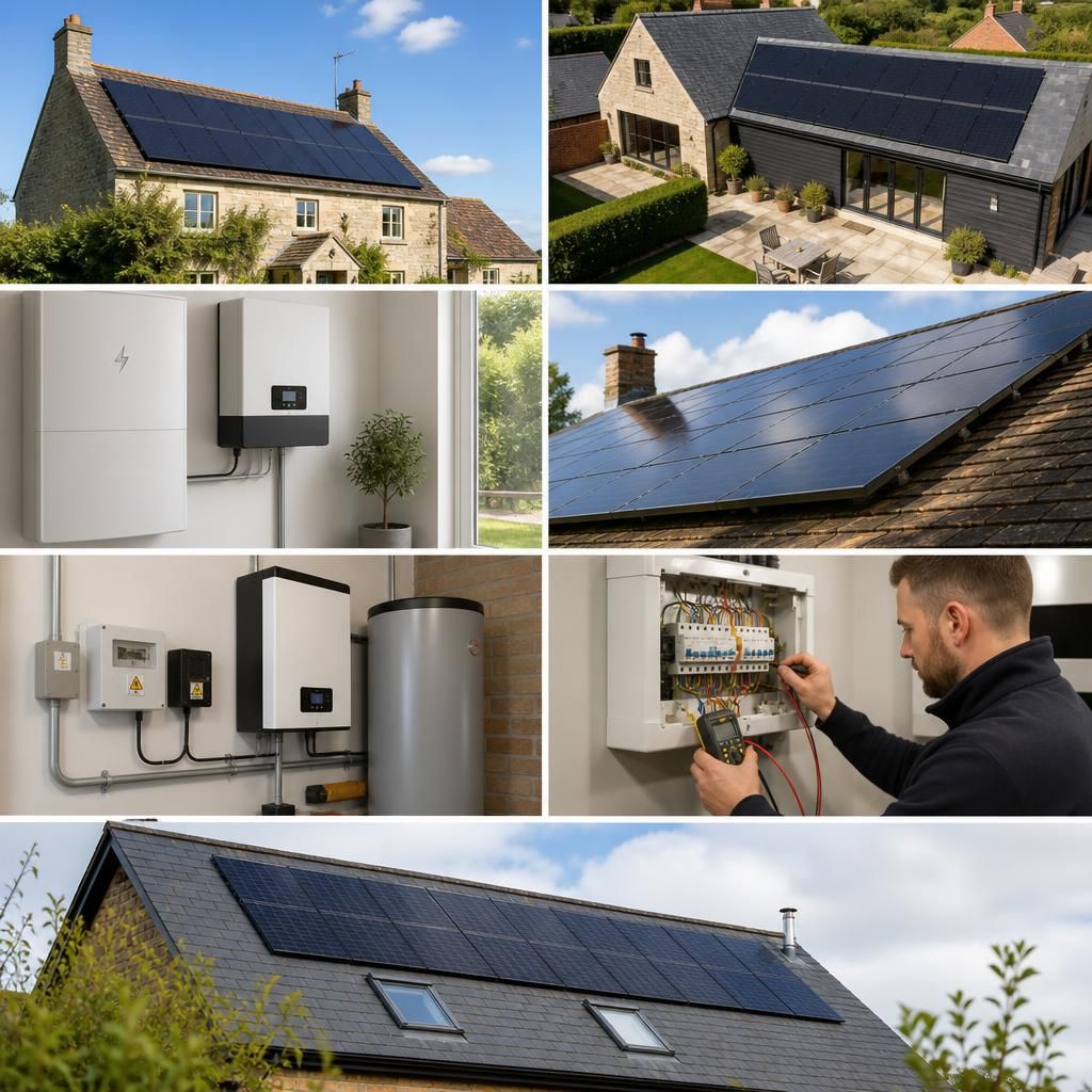 Electrician testing a completed home solar panel installation