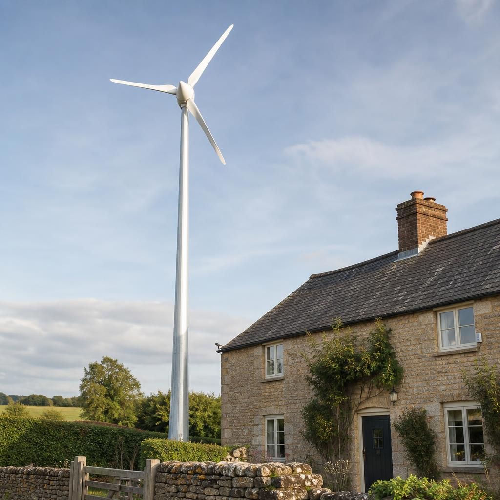 Domestic wind turbine installation being planned at a rural property
