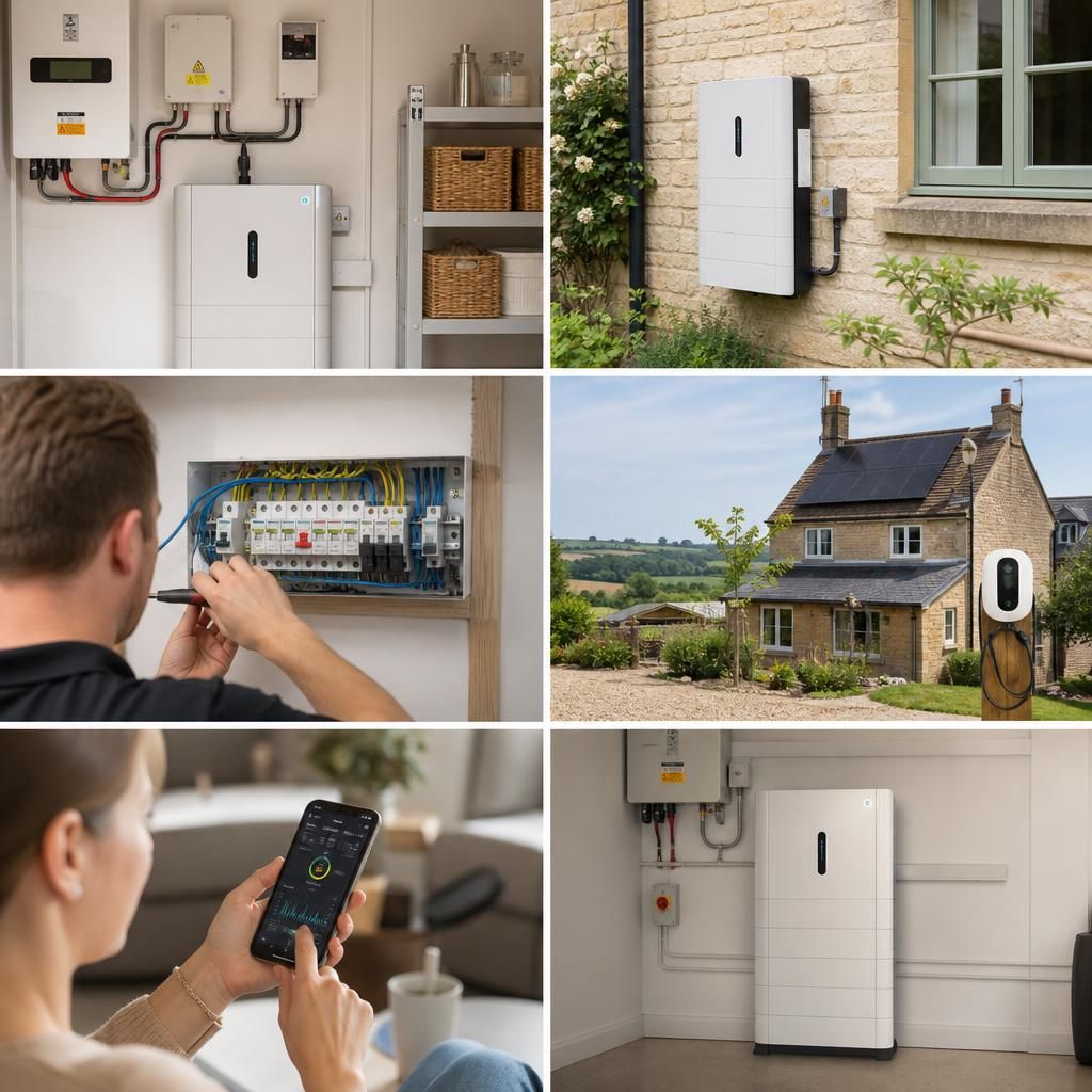 Home battery installed beside solar inverter in a utility room