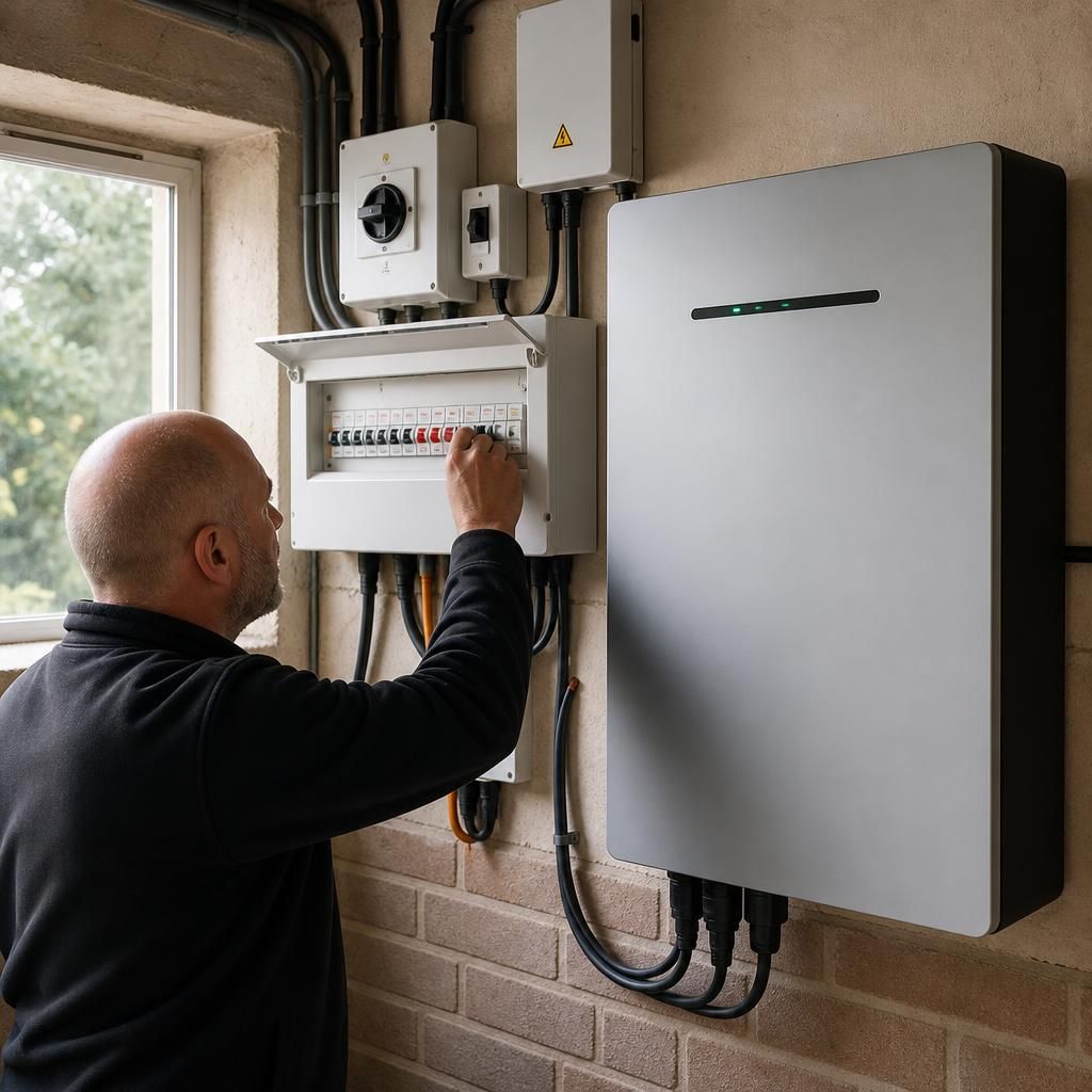 Solar battery installation prepared for a future electric vehicle charger
